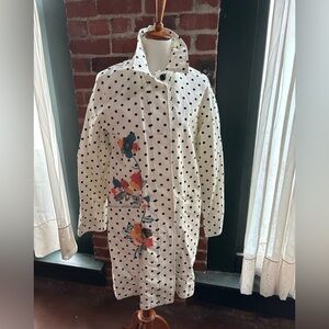 Anthropologie Polka Dot Floral Embroidered Raincoat